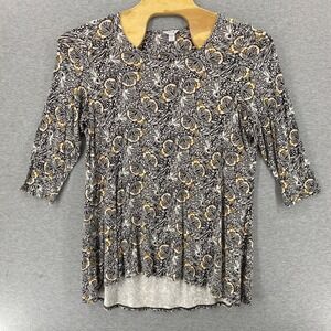 Intro Stretch Woman Butterfly Floral Print 3/4 Sleeve V Neck‎ Top Plus Size 2X